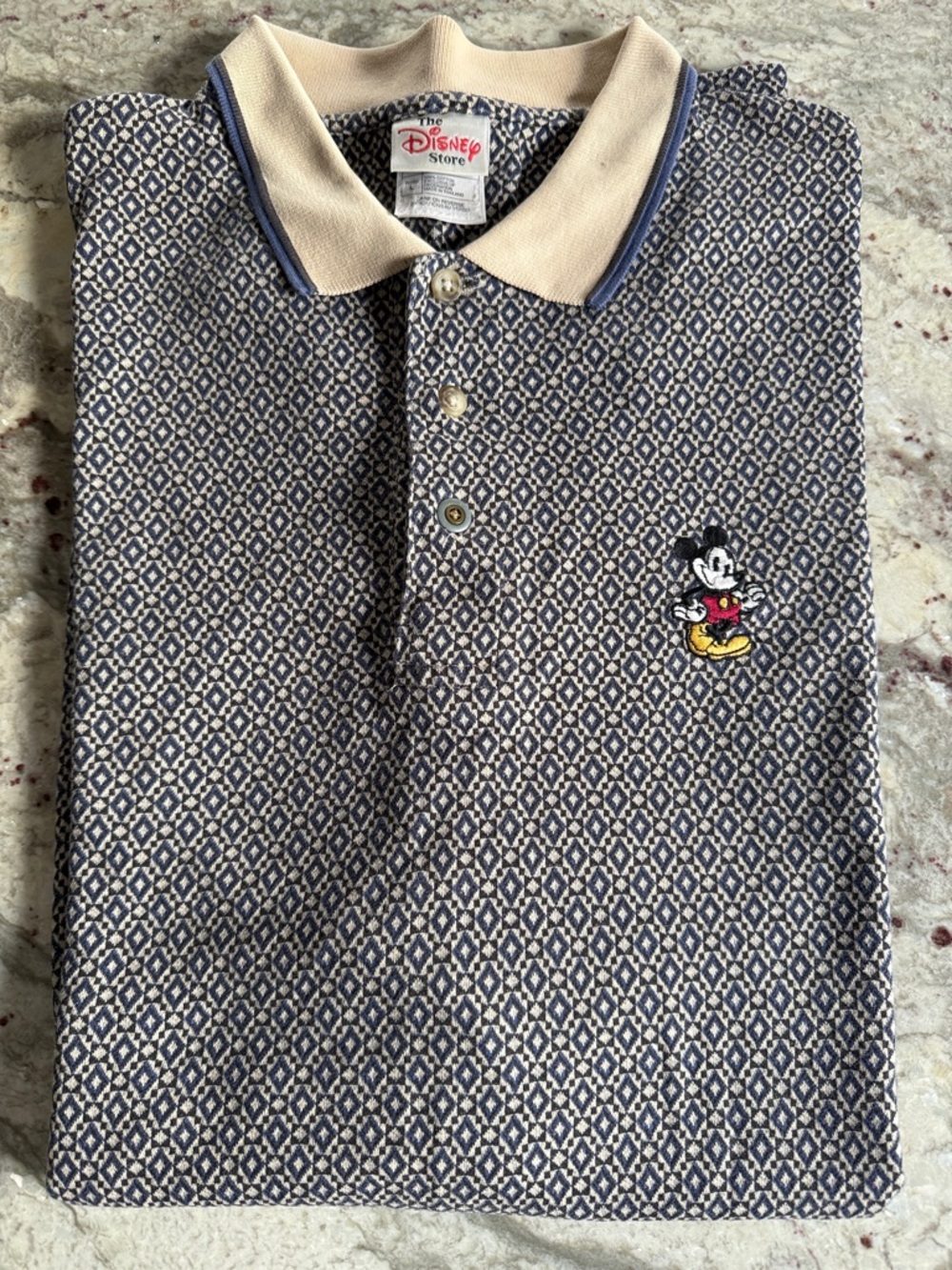 Vintage The Disney Store Mickey Mouse Geometric Patterned Polo